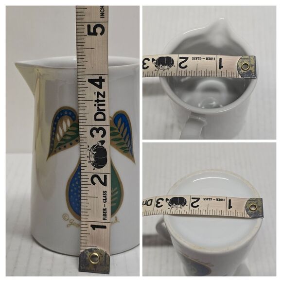 Georges Briard Creamer Forbidden Fruit Blue-green Pear with leaves Vintage MCM - Picture 7 of 7